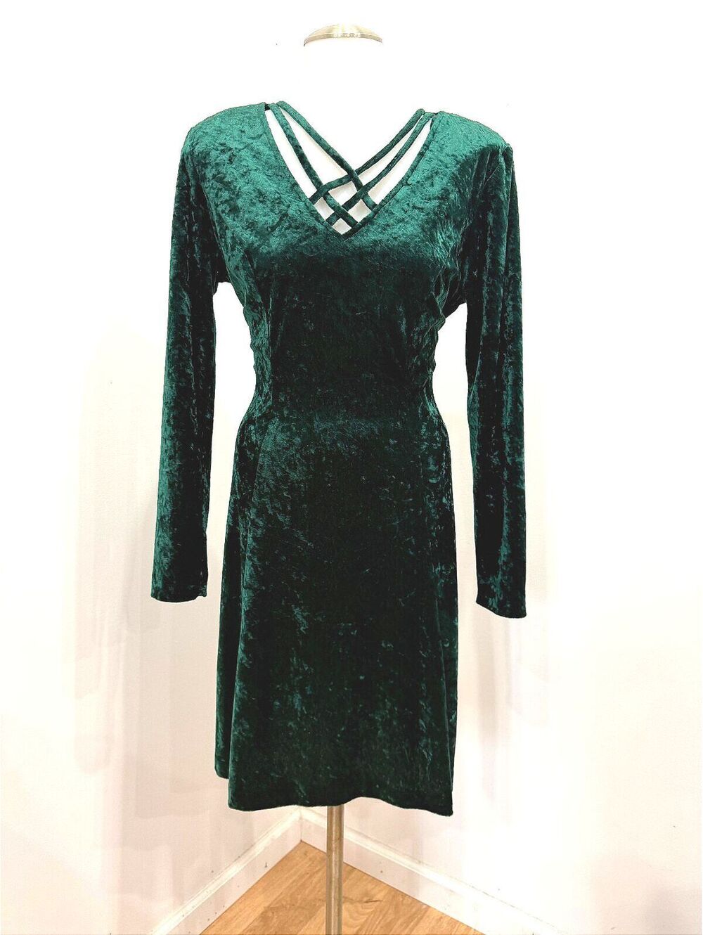 Brett Alexander Women's Emerald Green Velvet Dress Size 8 y2k